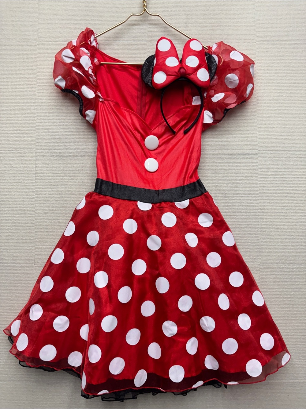 Disney | Minnie Mouse Red Polka Dot Costume Dress with Bow Headband